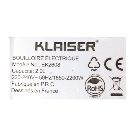 Ấm siêu tốc Klaiser 2L EK2608