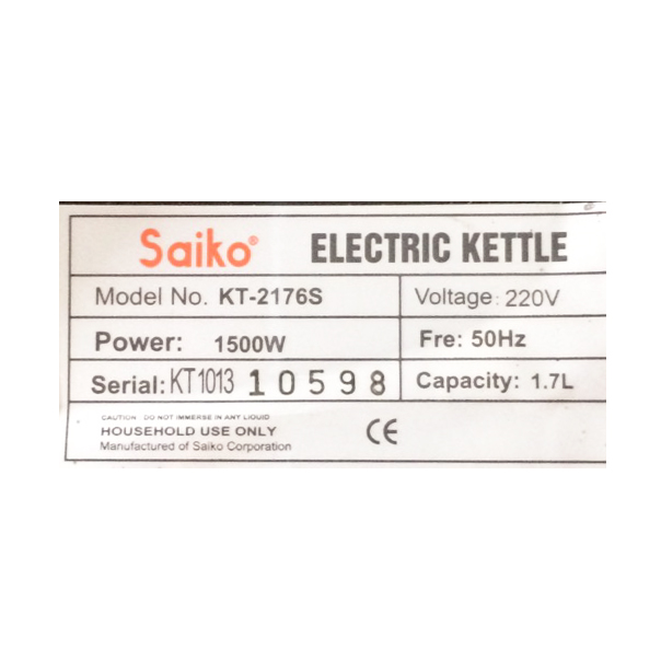Ấm siêu tốc Saiko 1.7 lít KT-2176S
