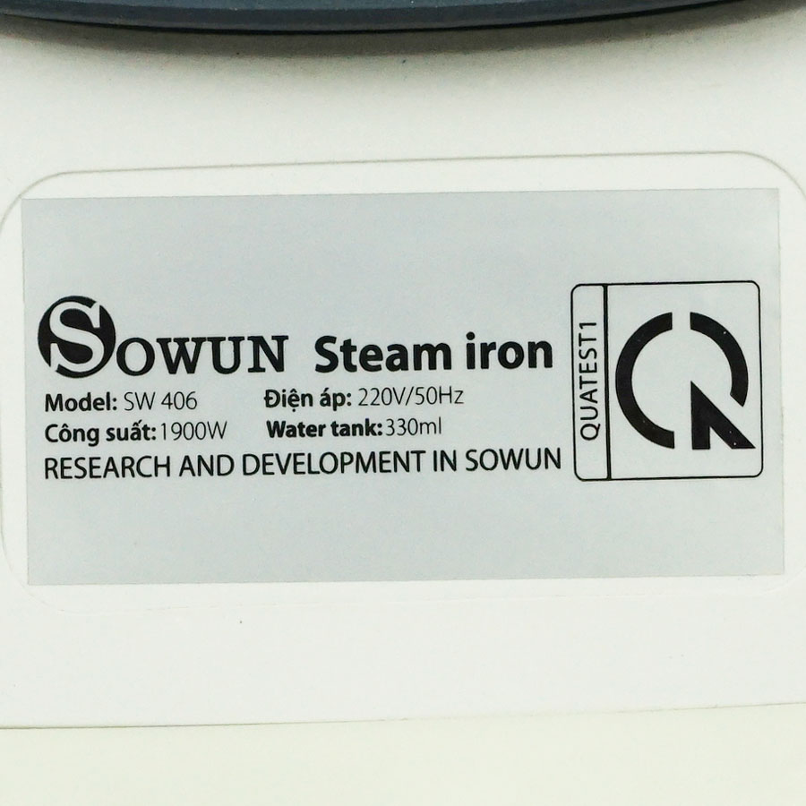 Bàn là hơi nước Sowun SW406 công suất 1900W