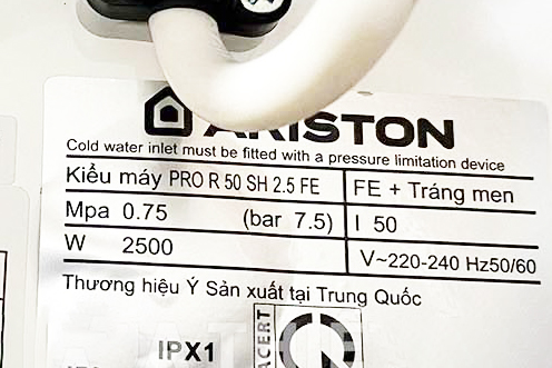 Bình nóng lạnh gián tiếp Ariston 50 lít PRO R 50 SH 2.5 FE
