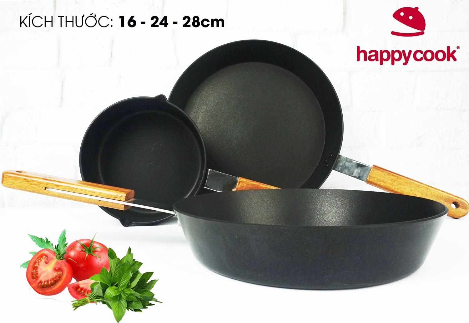 Bộ nồi chảo 3 chiếc đáy từ HappyCook lava HC-03LVC