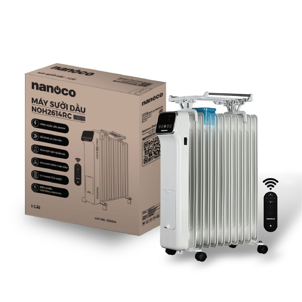 Máy sưởi dầu Nanoco 13 thanh NOH2614RC