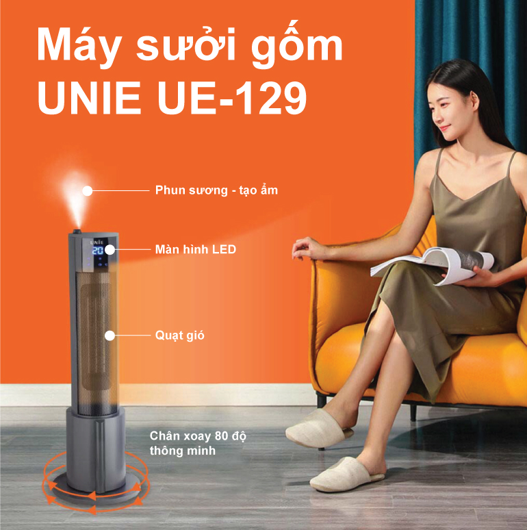 Máy sưởi gốm UNIE UE-129