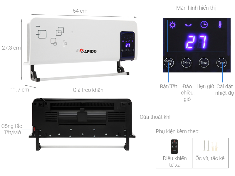 M&aacute;y sưởi gốm Rapido