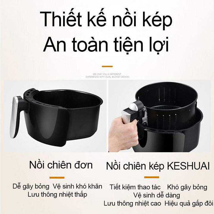Nồi Chi&ecirc;n Kh&ocirc;ng Dầu KESHUAI 3.5L AF105 Qu&agrave; Tặng Từ Sony