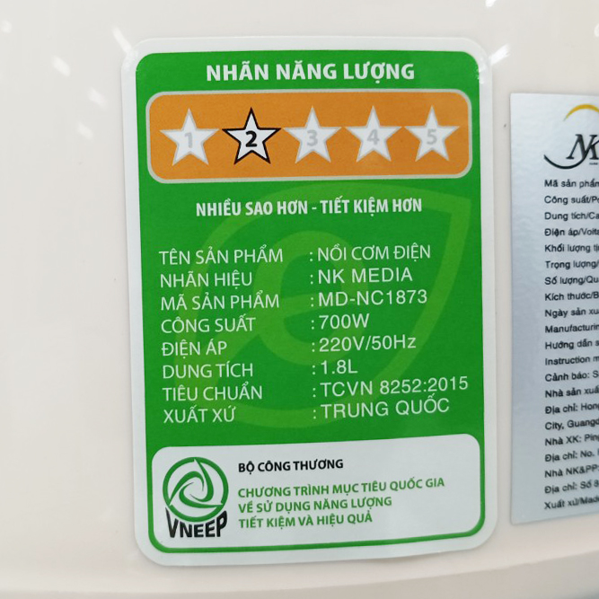 Nồi cơm điện NK Midea 1.8 lít NK1873