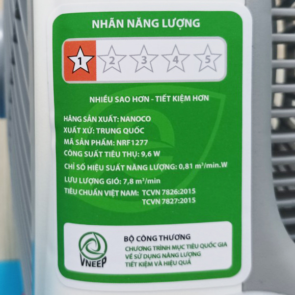 Quạt tích điện Nanoco NRF1277 có đèn LED