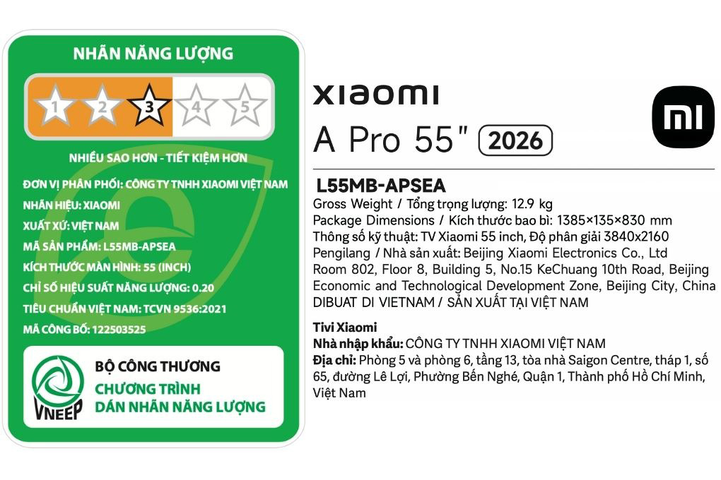 Tivi Xiaomi A 4K 55 inch L55MB-ASEA