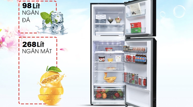 Dung t&iacute;ch 366 l&iacute;t - Tủ lạnh Panasonic Inverter 366 l&iacute;t NR-BL381WKVN