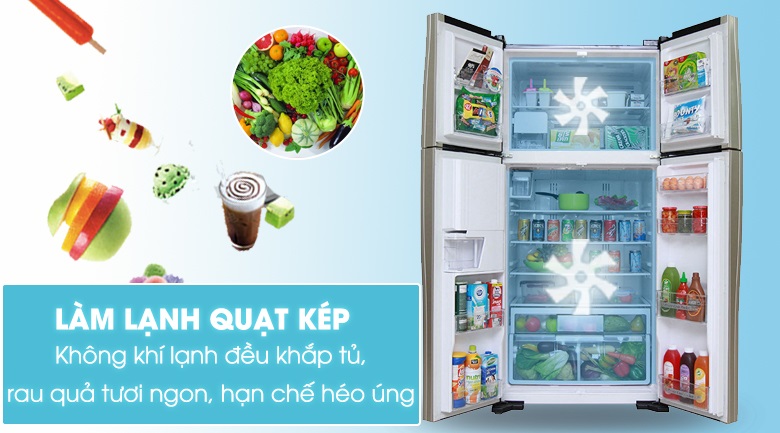 Làm lạnh quạt kép - Tủ lạnh Hitachi Inverter 540 lít R-FW690PGV7X GBK Làm lạnh quạt kép - Tủ lạnh Hitachi Inverter 540 lít R-FW690PGV7X GBK